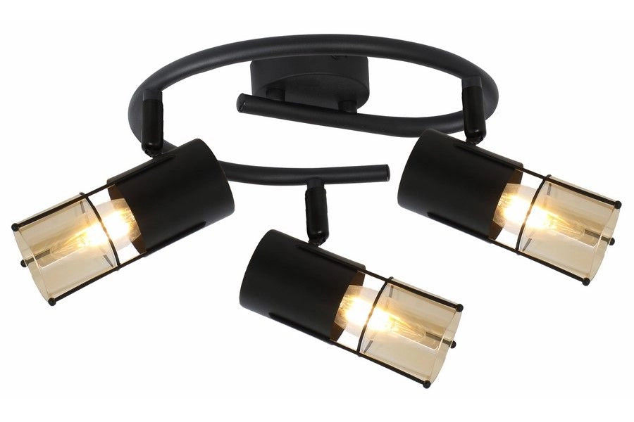 Plafoniera loft rotonda nera Scottie 3 luci E14 Reality