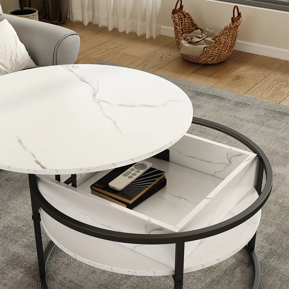 Vicco tavolino soggiorno Marmo bianco 77 x 77 cm