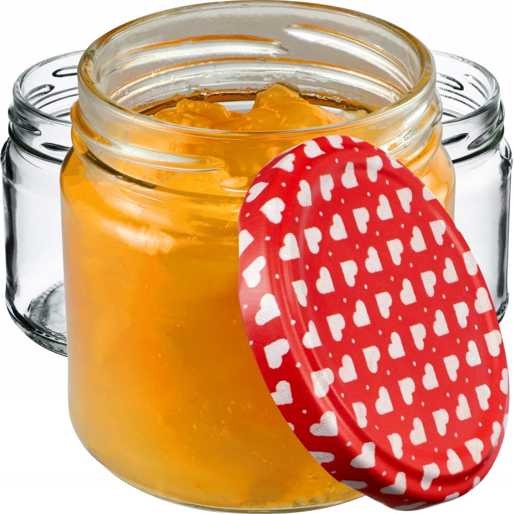 Barattoli per conserve KADAX Lerma 200 ml 10 pezzi 66 mm + coperchi "Cuori"