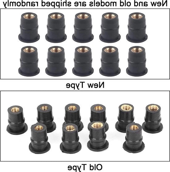 Fendine per motor - bulloni in gomma nera - 5 mm - set da 10 pezzi.