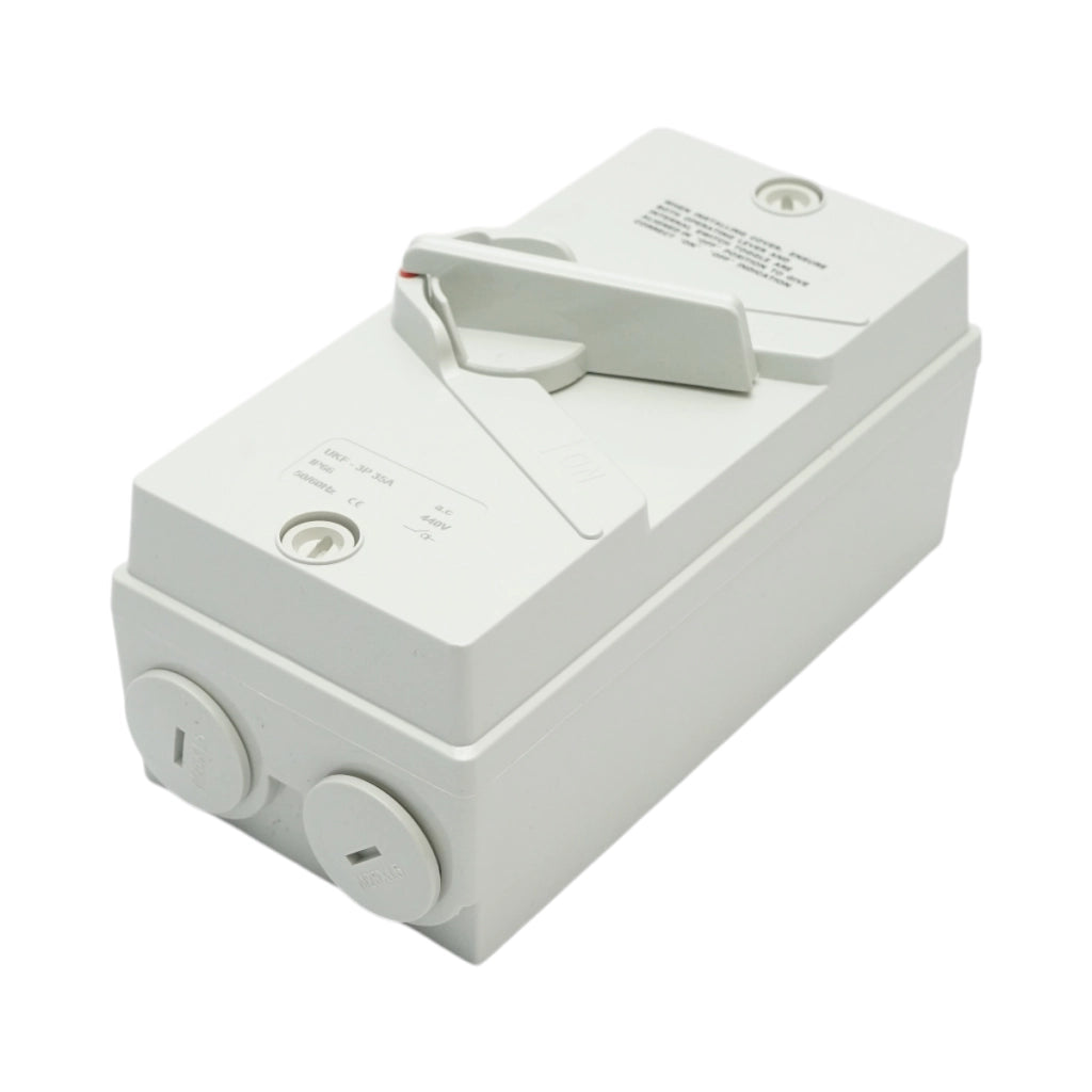 Interruttore sezionatore ON/OFF 3P, 440 V CA, 35 A con protezione IP66