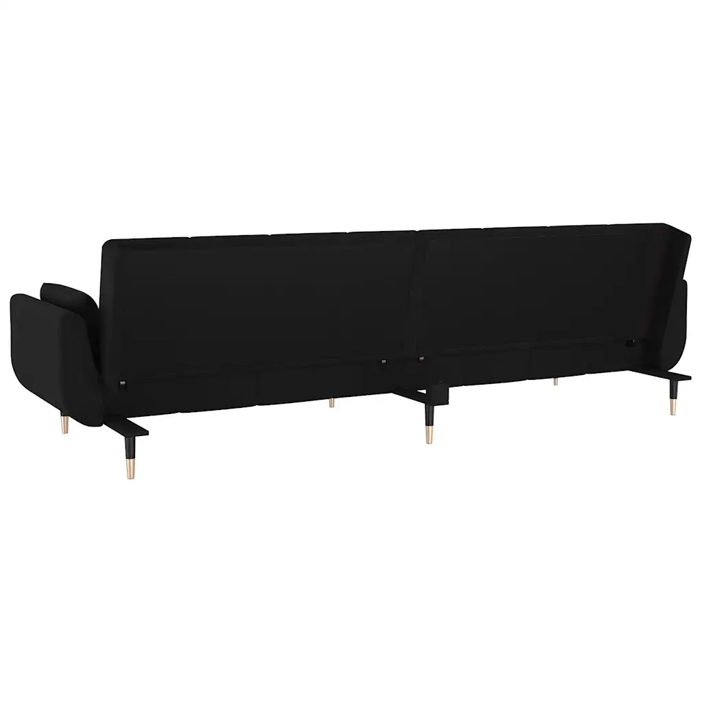 Divano letto | Sof¨¤ letto | Letto singolo a 2 Posti con 2 Cuscini Nero in Velluto