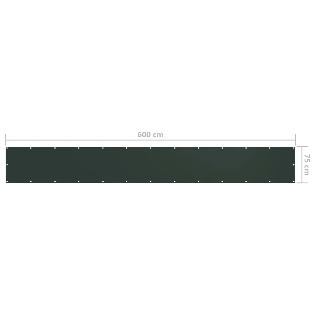 Paravento da Balcone-Pannello per balcone Verde Scuro 75x600 cm Tessuto Oxford