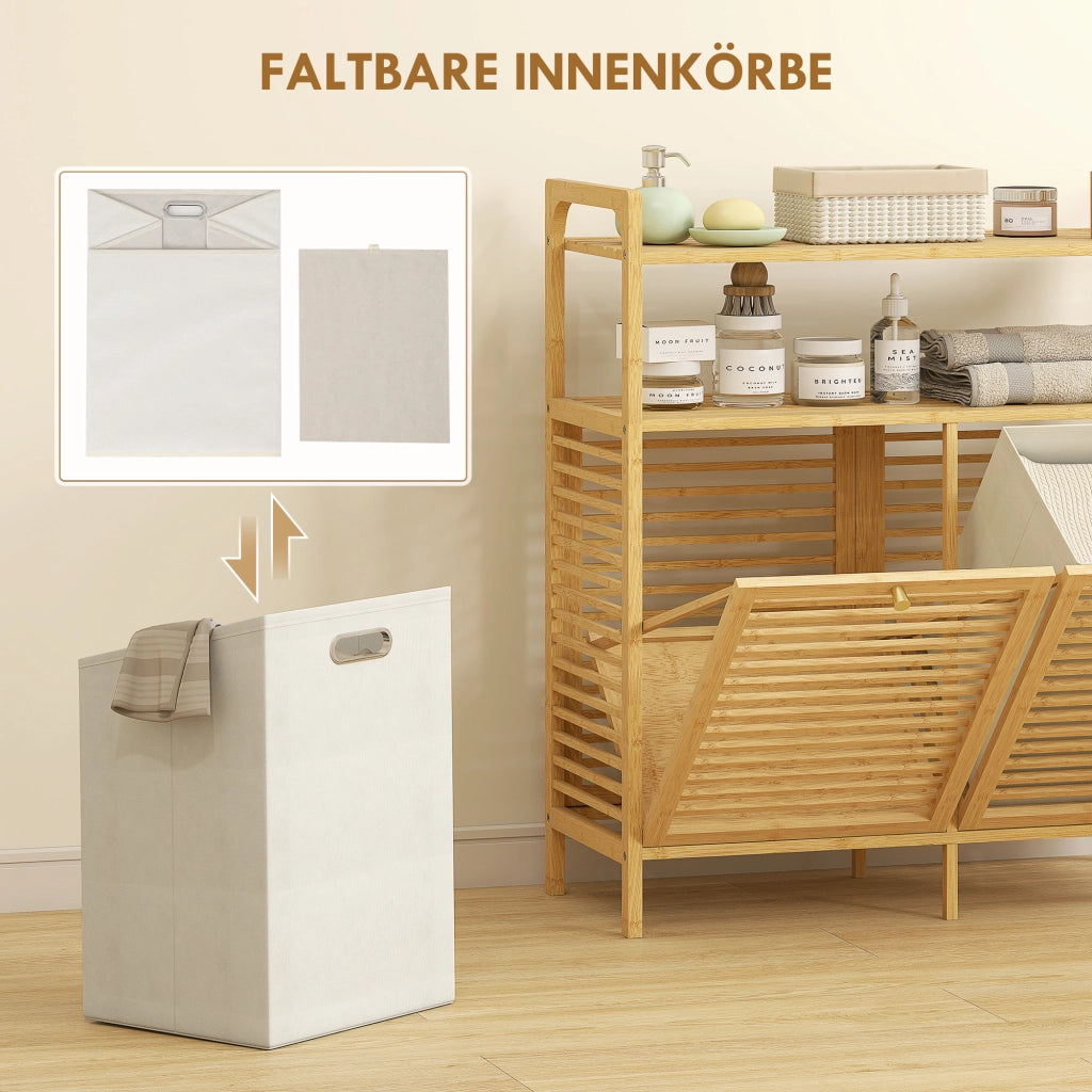 Mobile da bagno con cesti ¨C Minimal ¨C legno di bamb¨´ bianco crema