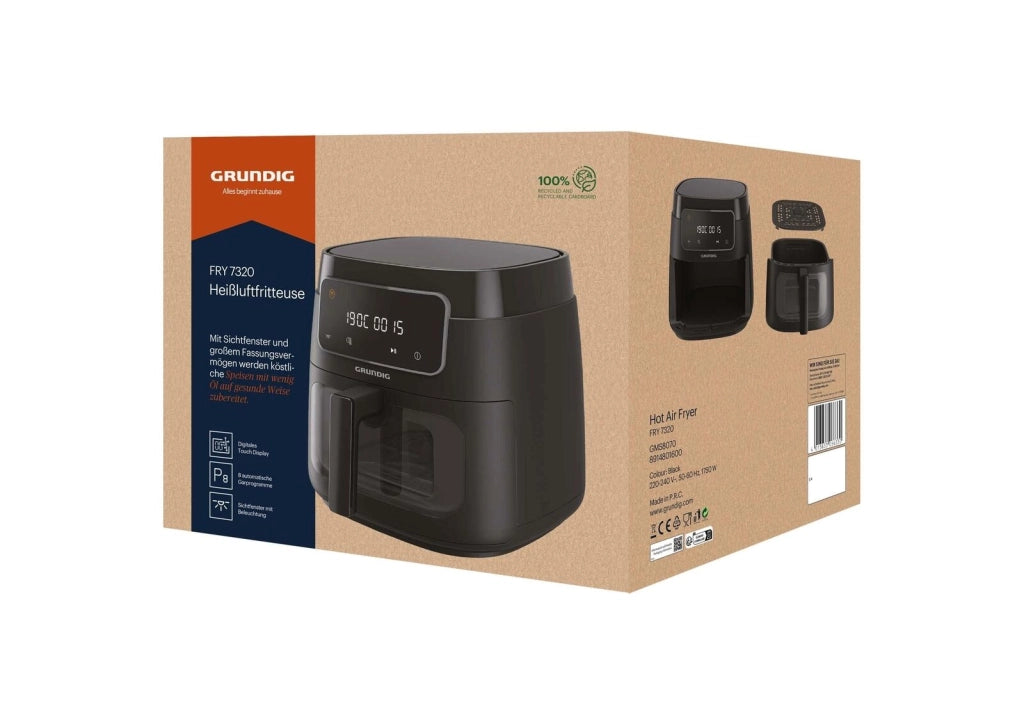 Grundig FRY 7320 Singolo 7,6 L Indipendente 1900 W Friggitrice ad aria calda Nero