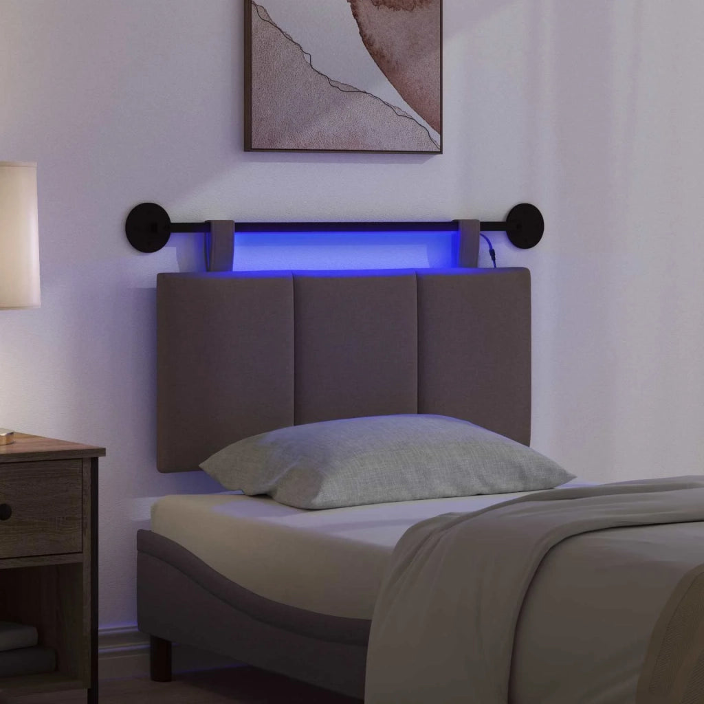 Testiera sospesa Con luce LED Marrone Scuro Tessuto 3424754