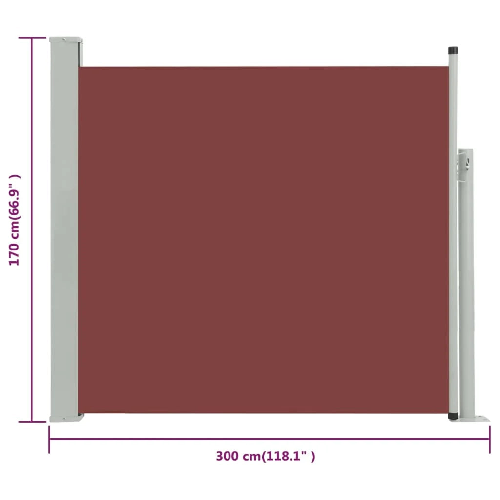 Tenda da sole laterale retrattile/schermo privacy per patio giardino terrazza balcone 170 x 300 cm marrone 02_0007315