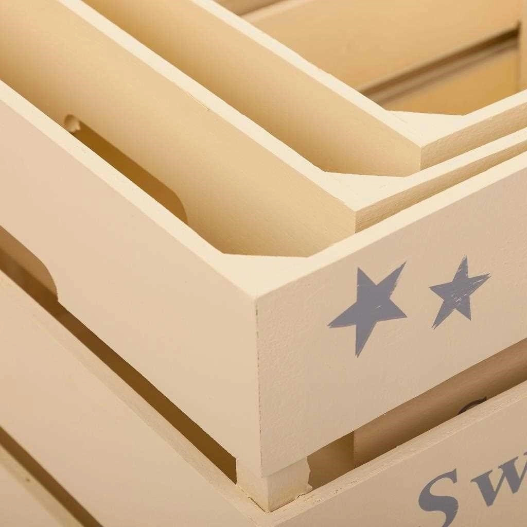 Set di 3 cassetti in legno laccato beige
