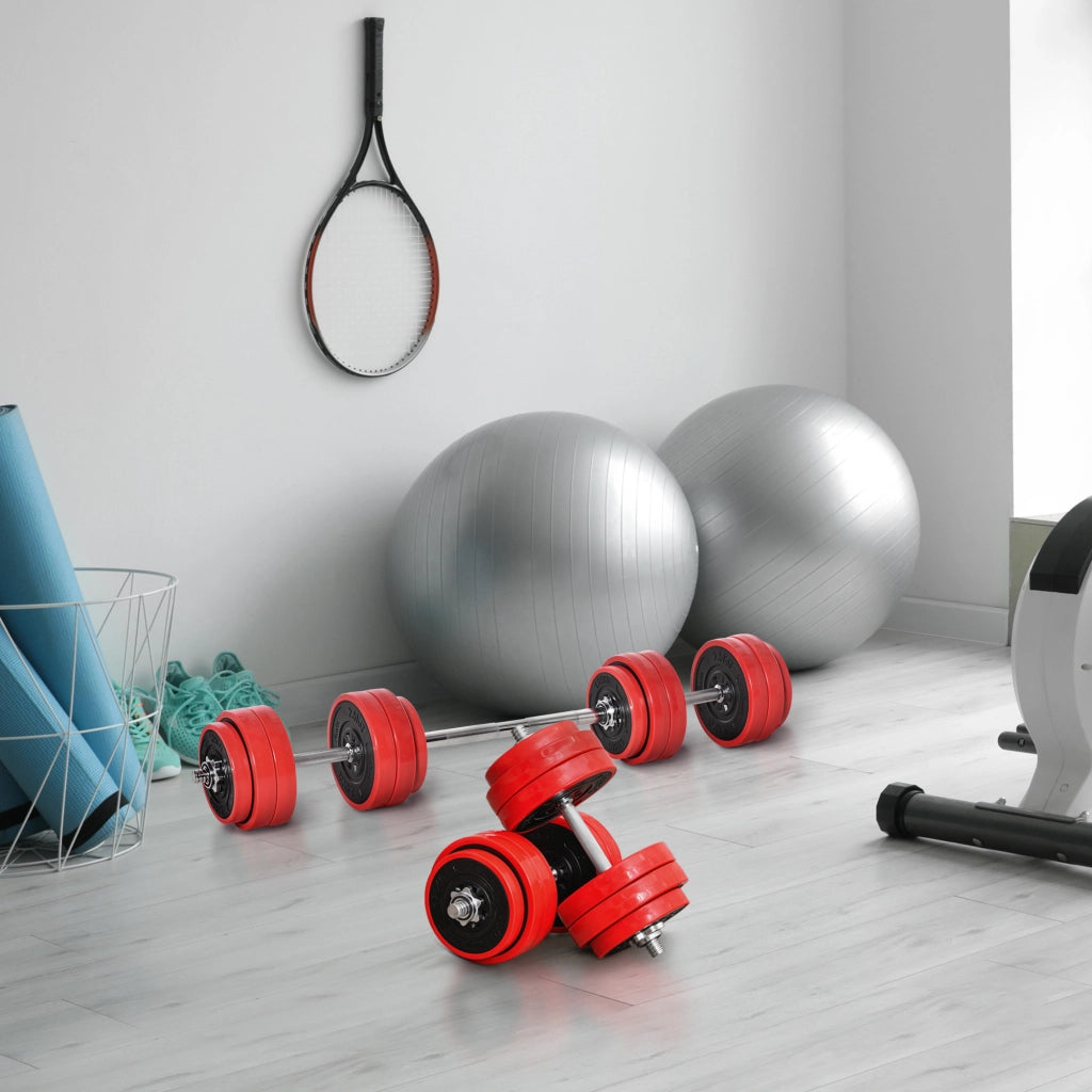 Set manubri 2 in 1 da 30 kg ¨C Minimal ¨C Rosso e nero
