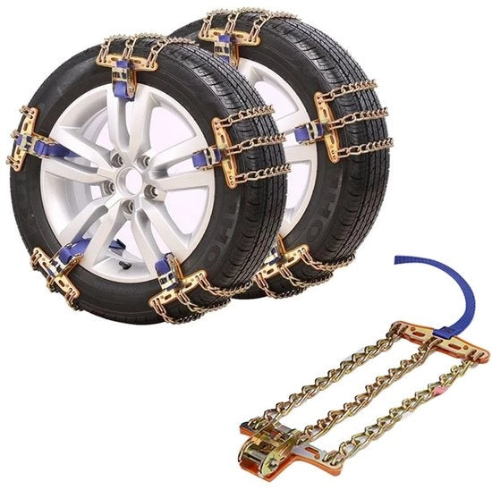 Cateni Antigrippaggio - Trattamento di Emergenza - Cateni di Sicurezza - Universali - In Acciaio Resistenti - Adatti per Pneumatici da 165 a 225 mm - Pneumatici Invernali