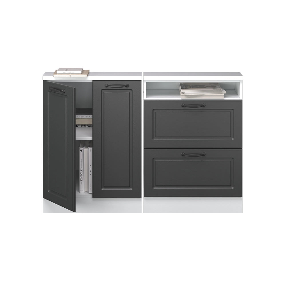Set di mobili sottotetto Rion Antracite rustico/Bianco Set di 2 Vicco