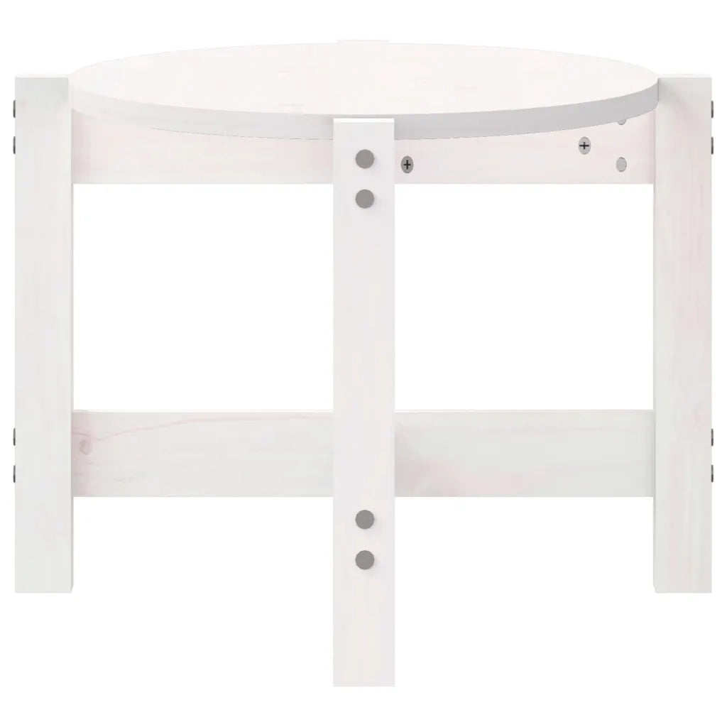 Tavolino da Salotto Bianco 87x48x35cm in Legno Massello di Pino 822323