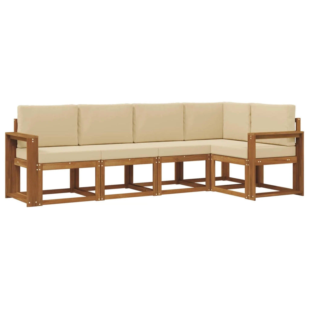 Set di divani da esterno con cuscino 5 pcs Naturale e Beige 3366401