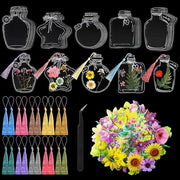 Set di segnalibro trasparente DIY con pennelli e fiori, regalo per bambini
