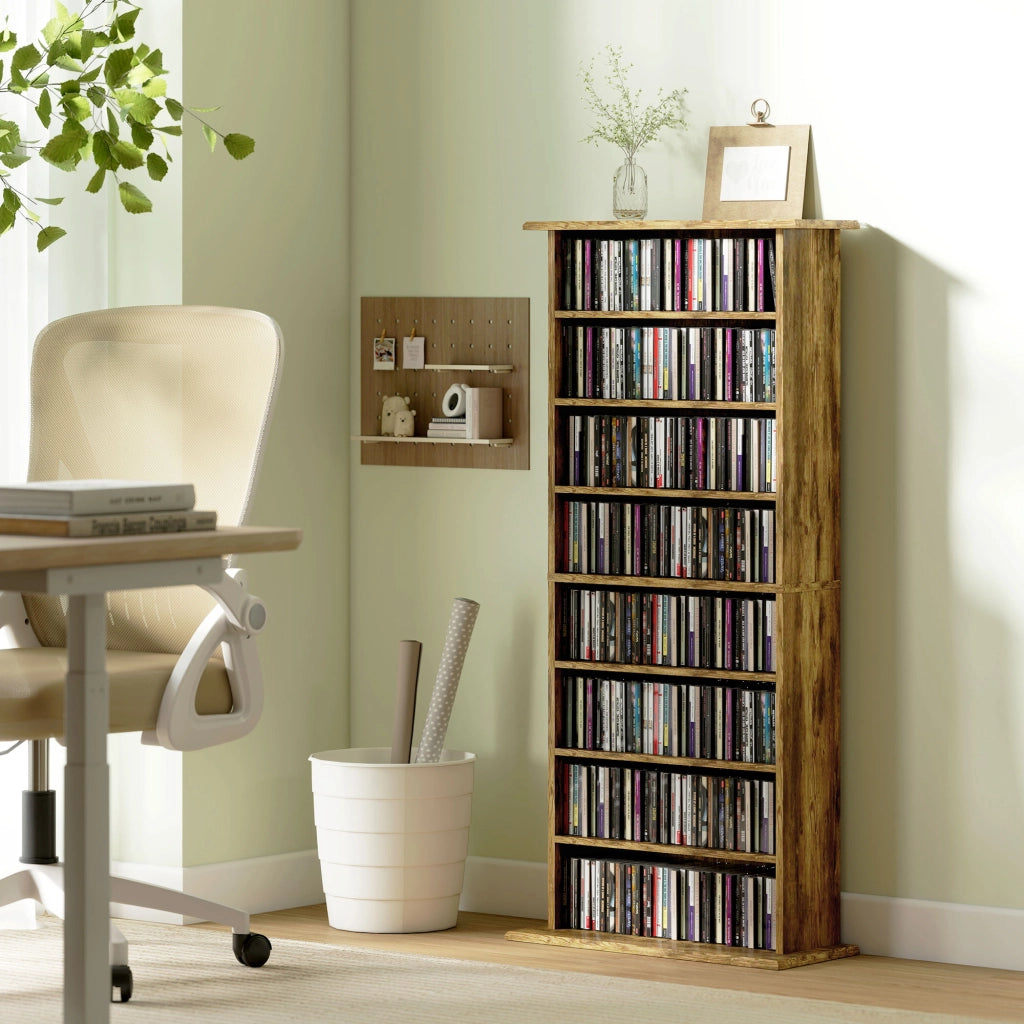 Libreria per CD e DVD ¨C Xylo ¨C 8 scomparti 6 ripiani regolabili marrone