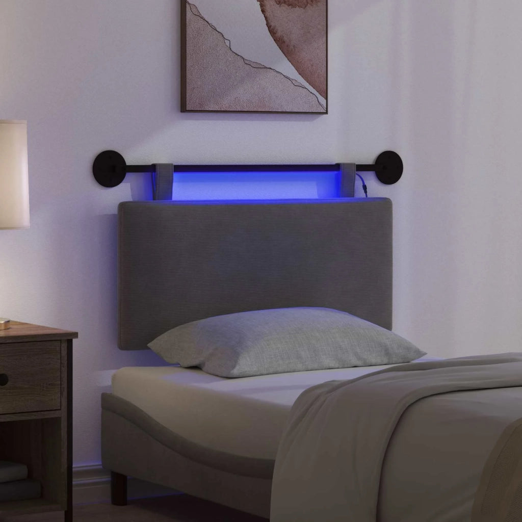Testiera | Testata sospesa Con luce LED Grigio Scuro Tessuto in Cords