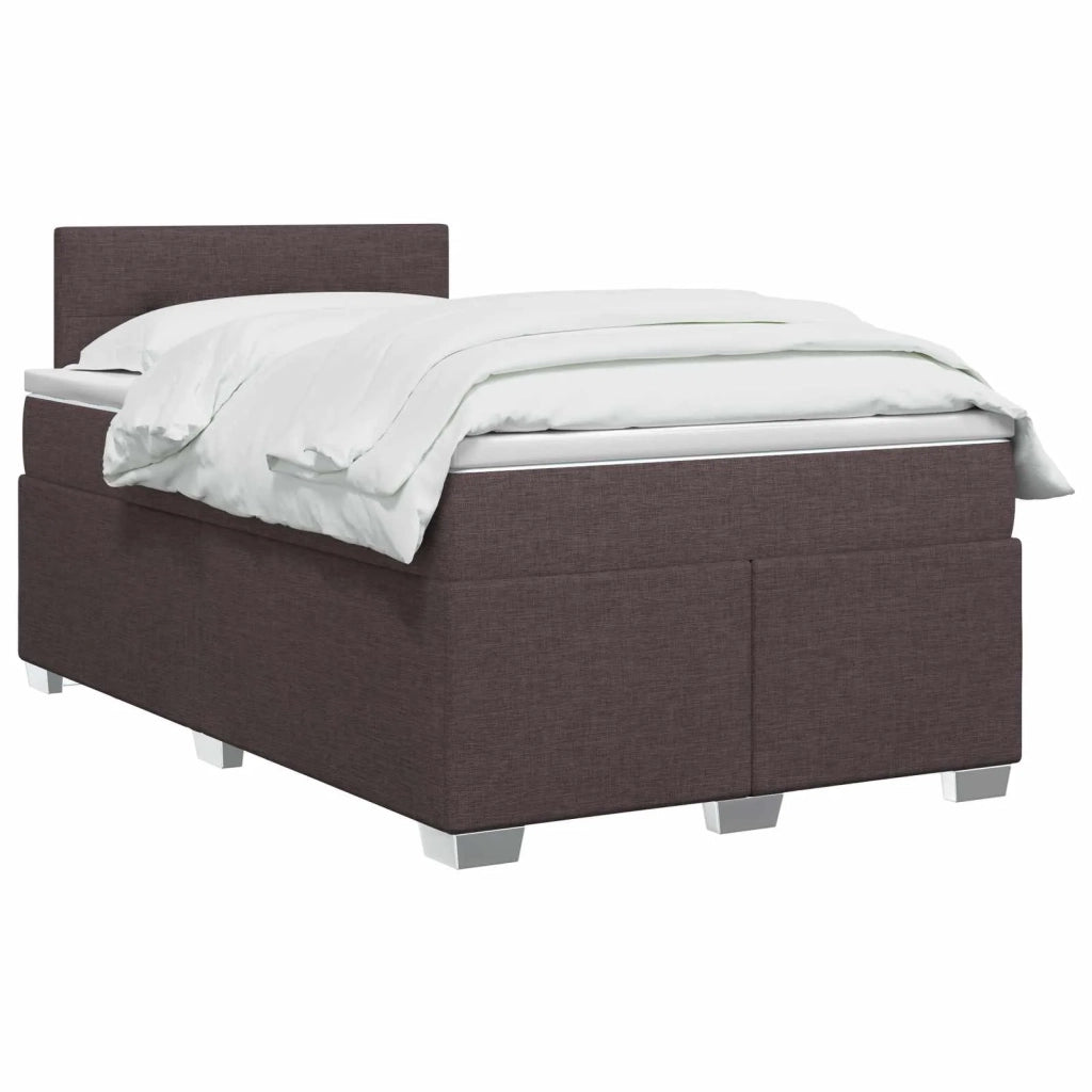 Letto con Box Spring, Materasso e LED Marrone Scuro Tessuto 3451899