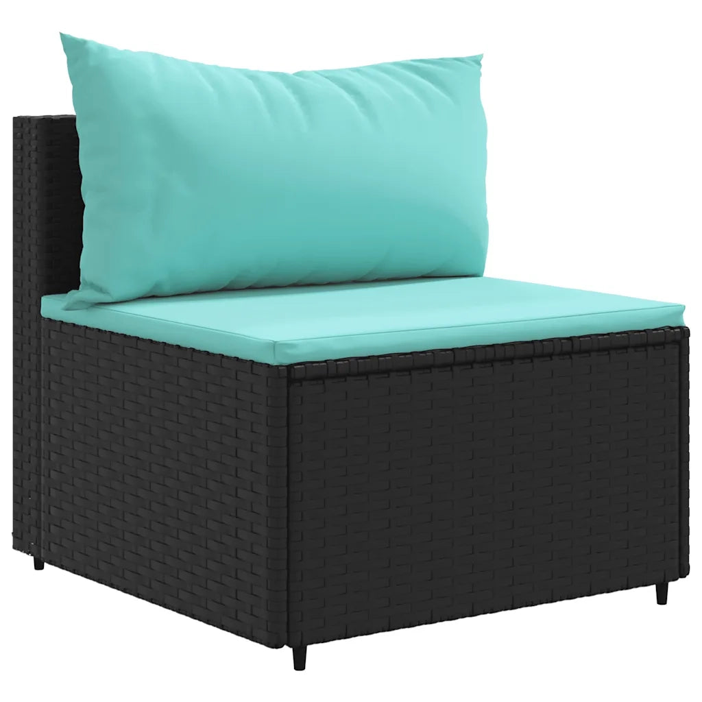 Set Mobili da Giardino 6 pz con Cuscini in Polyrattan Nero 3308164