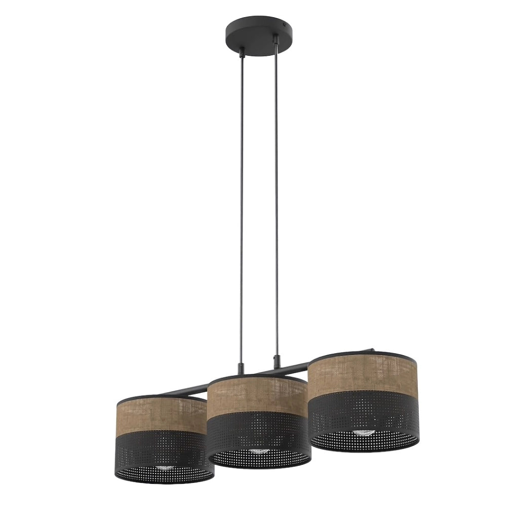 Lampada sospesa KARBON 3xE27 nera marrone Emibig