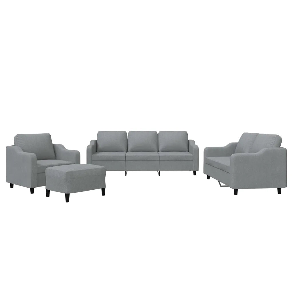 Set di Divani 4 pz con Cuscini Grigio Chiaro in Tessuto