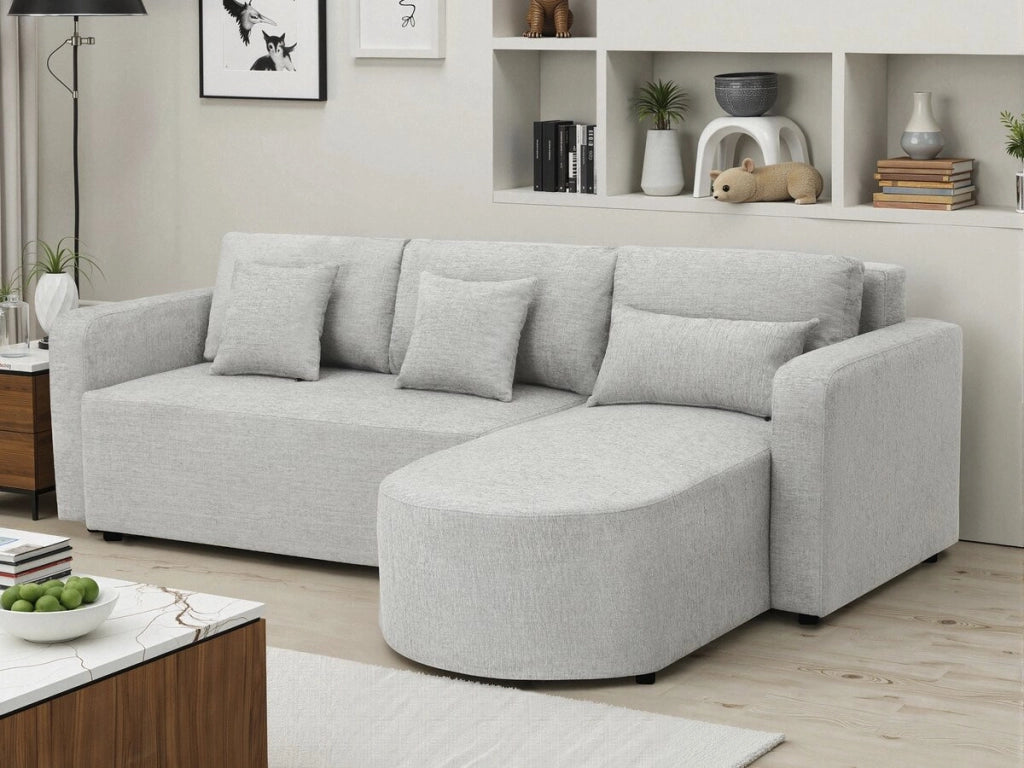 Divano angolare reversibile e trasformabile in tessuto "Charles" - 3 posti - Grigio