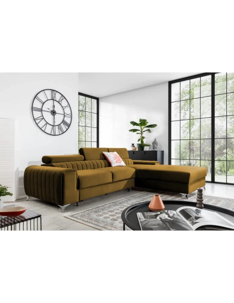 Divano ad angolo destro Giallo convertibile 3 posti JAYSON confort rigido e morbido