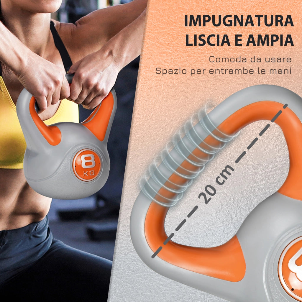 Kettlebell 8 kg ¨C Minimal ¨C Arancione 20x14x24 cm
