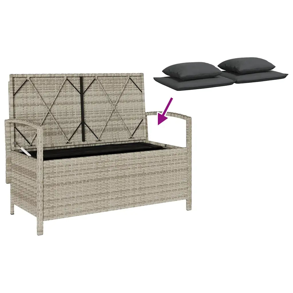 Panca Portaoggetti da Giardino con Cuscino in Polyrattan 4104216