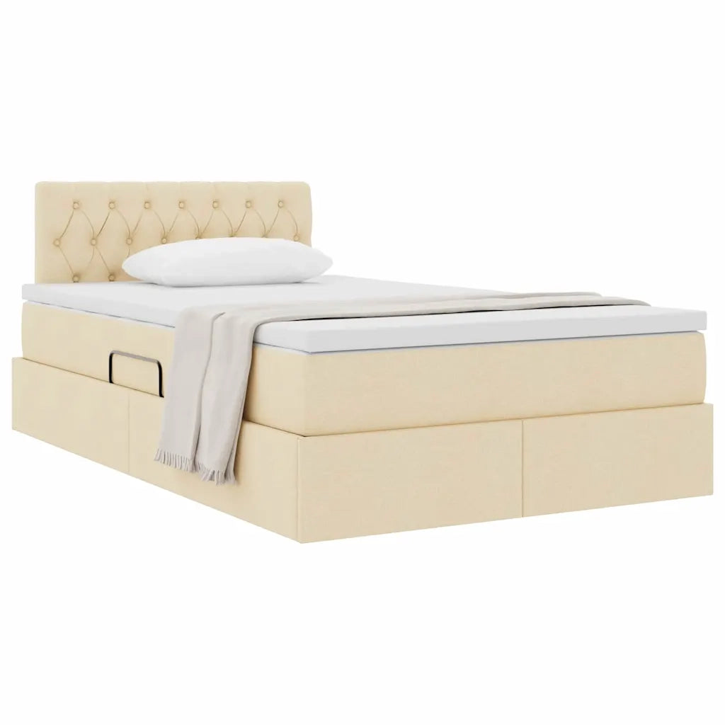 Letto con contenitore e materasso Crema 120 x 200 cm