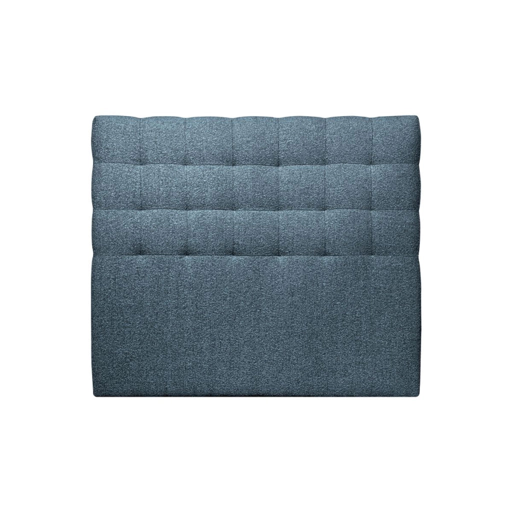 Testiera in tessuto bouclé blu imbottita L160 cm