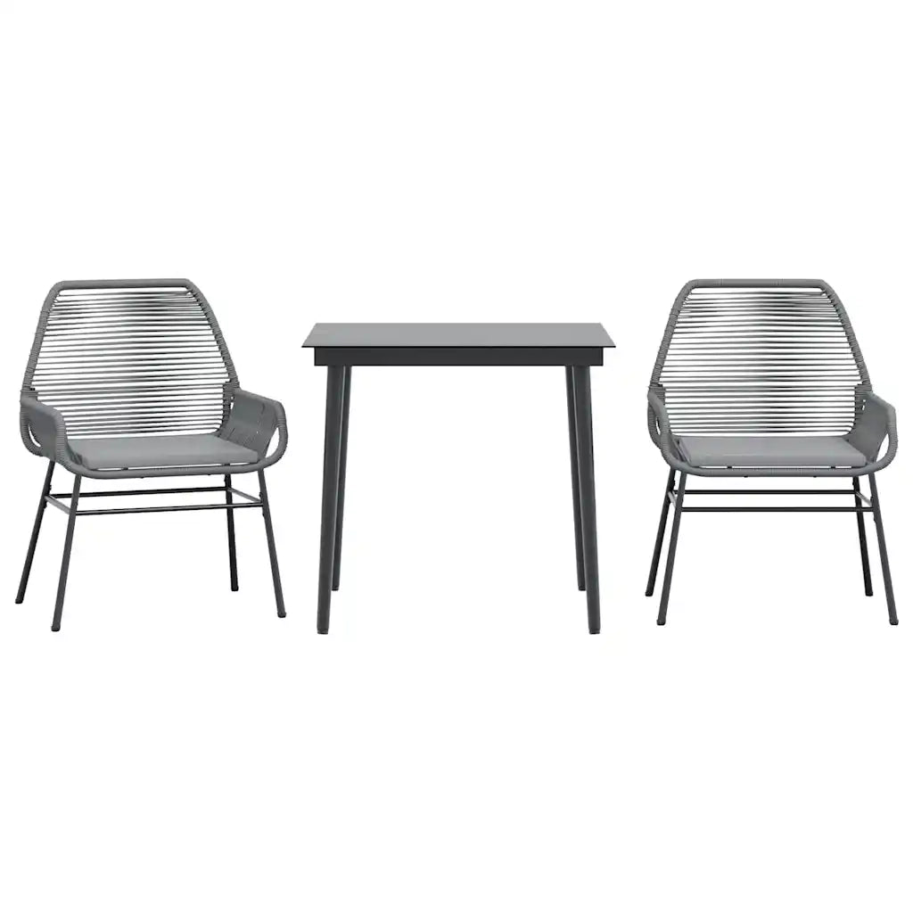 Set da Pranzo da Giardino 3 pz con Cuscini in Polyrattan Vetro 3334478