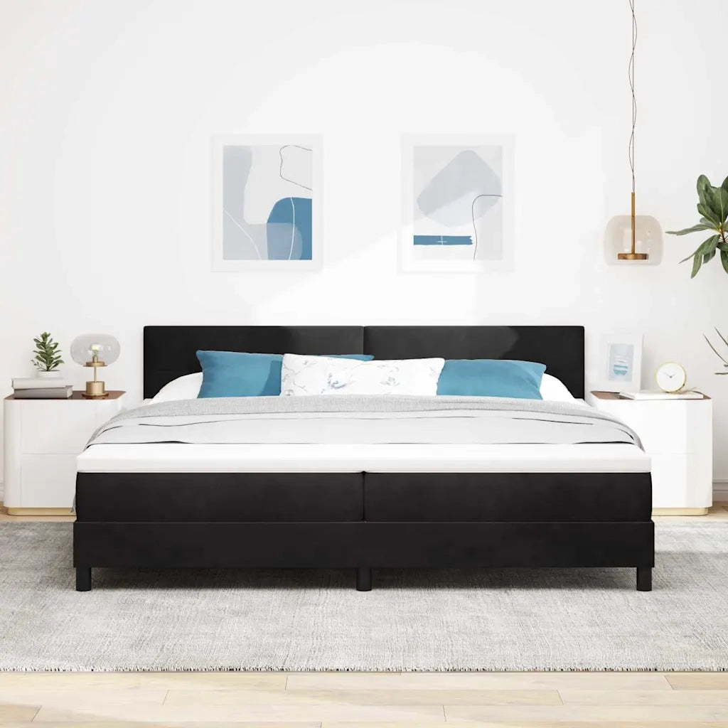 Letto a molle con materasso Nero 200 x 200 cm Velluto 3339196
