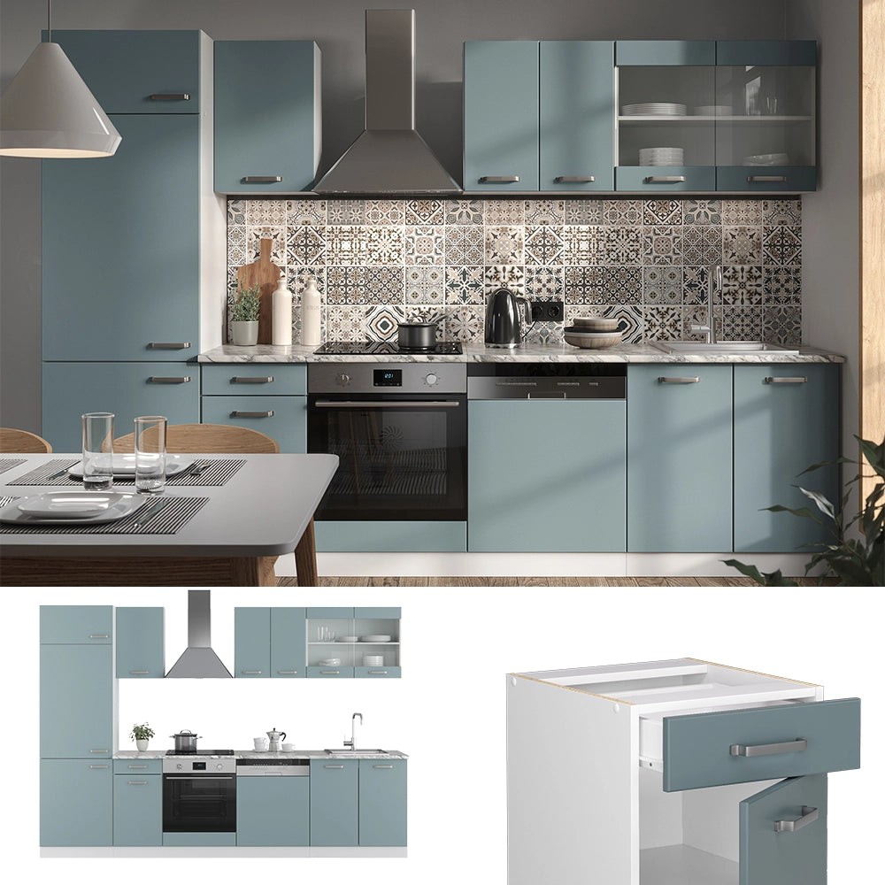 Vicco Cucina componibile Grigio-blu 300 cm , PL Marmo