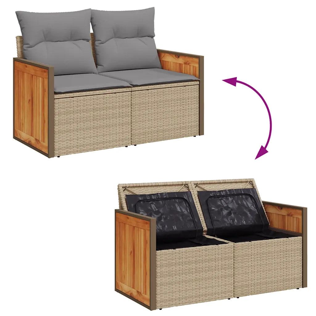 Set Divano da Giardino 6 pz con Cuscini Beige in Polyrattan 3328151
