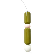Sospensione interna in ceramica e vetro, ø8cm, verde kaki