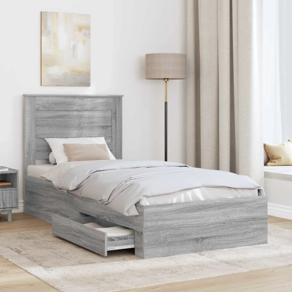 Struttura del letto-Giroletto Grigio Sonoma e Argento 75 x 190 cm 961123