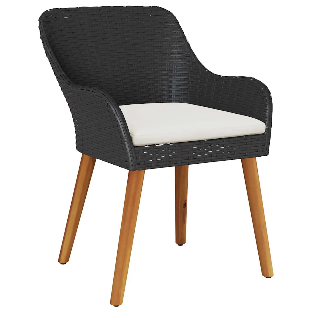 Set da Pranzo per Giardino con cuscino 9 pcs Nero polyrattan 3261676
