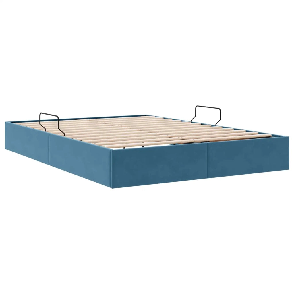 Letto ottomano con archiviazione Blu Scuro 140 x 200 cm Velluto 3442890