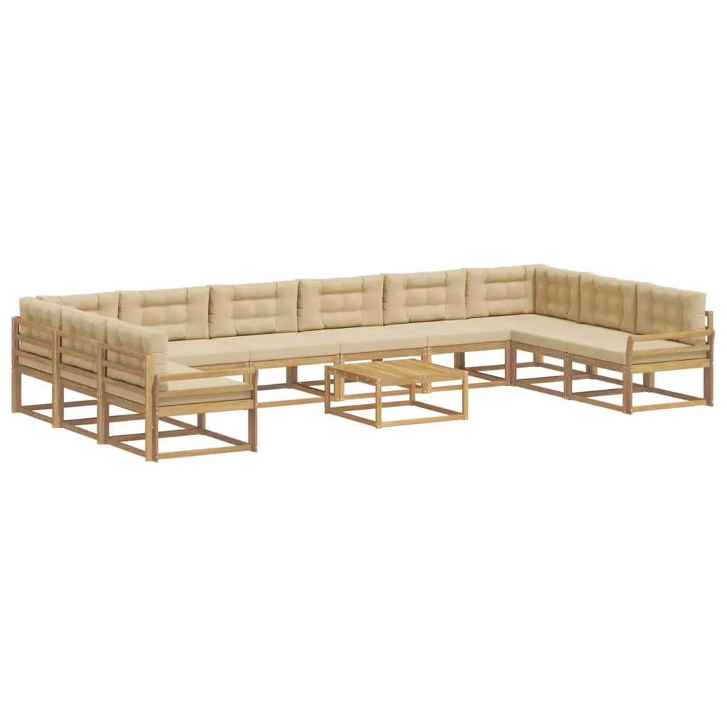 Set di divani da esterno 11 pz Bianco e Beige 3387142