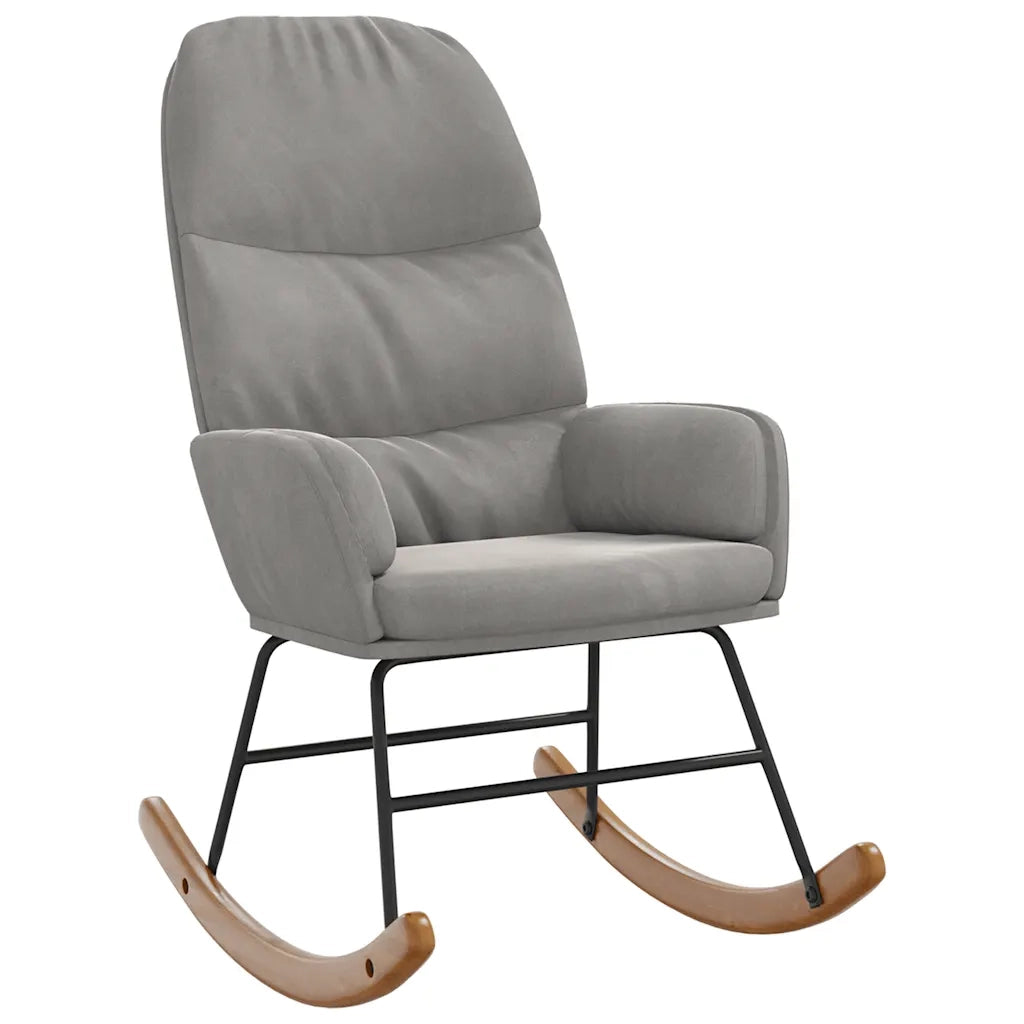 Sedia a Dondolo Grigio Chiaro in Velluto 4102621