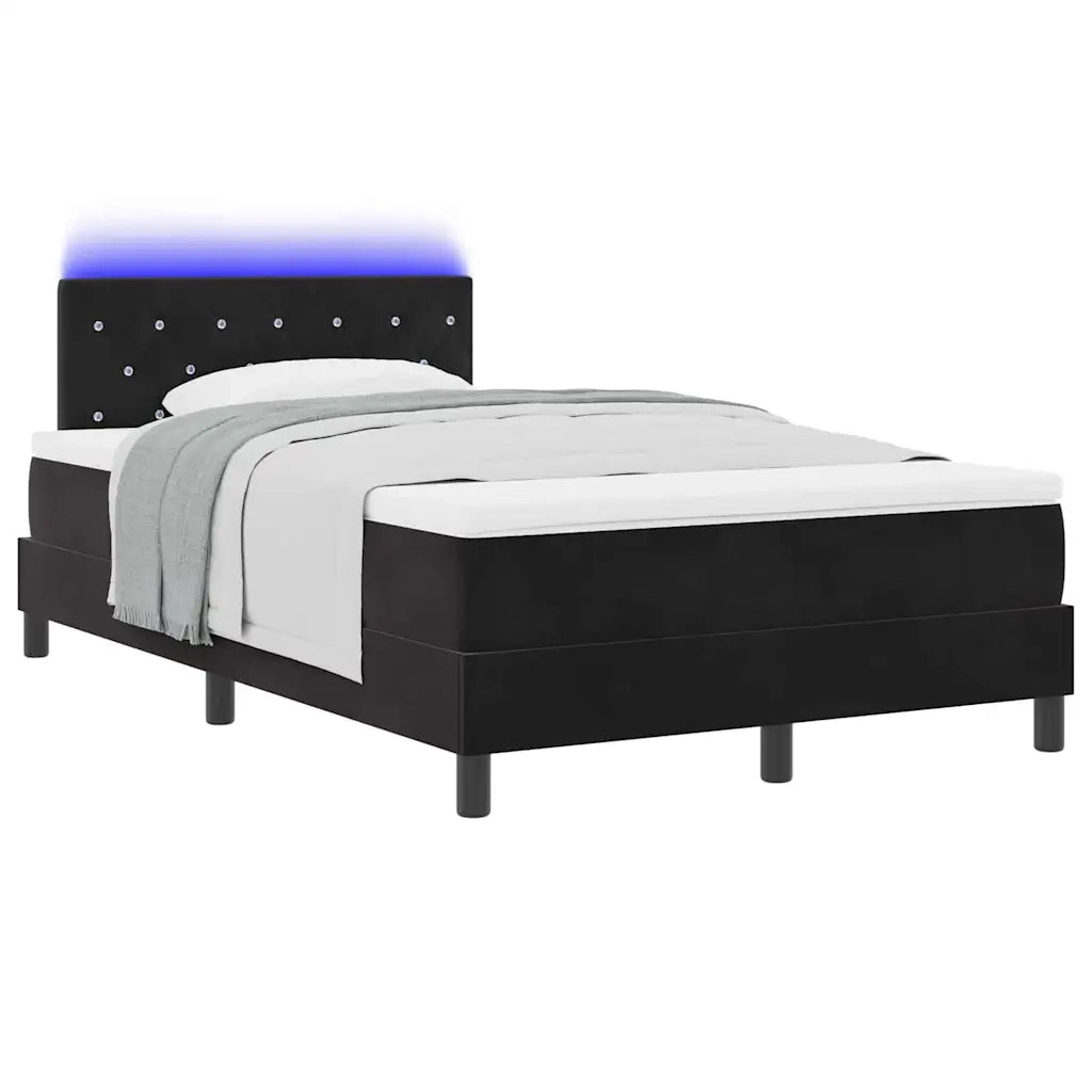 Letto a Sorgente LED con materasso Nero 120 x 190 cm Velluto 3342574