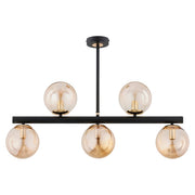 Plafoniera moderna nera oro con sfere Tukane 5xE14