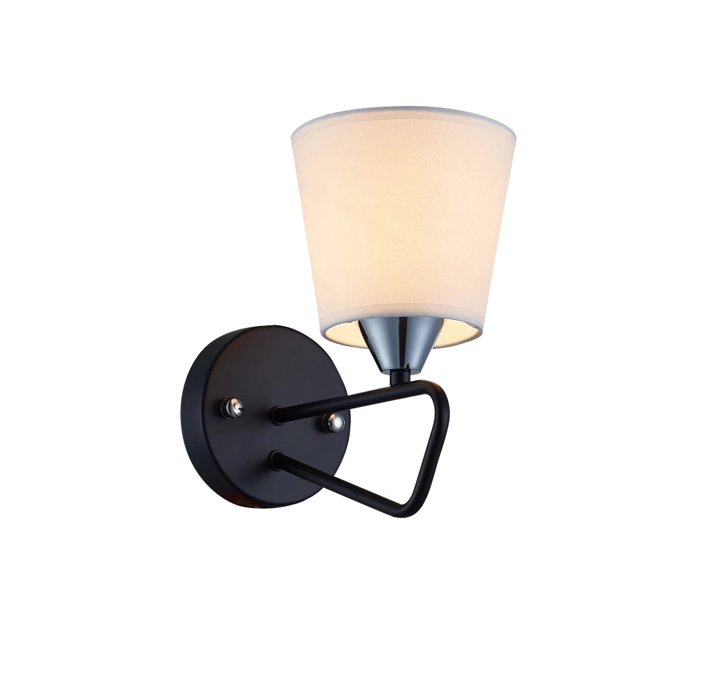 Applique Candellux Morley nera con paralume bianco E14