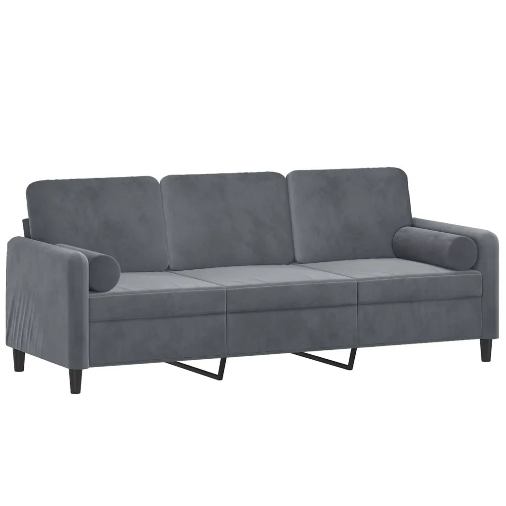 Divano a 3 Posti con Cuscini-Sofa 3 Posti con Cuscini Grigio Scuro 180 cm in Velluto 634853