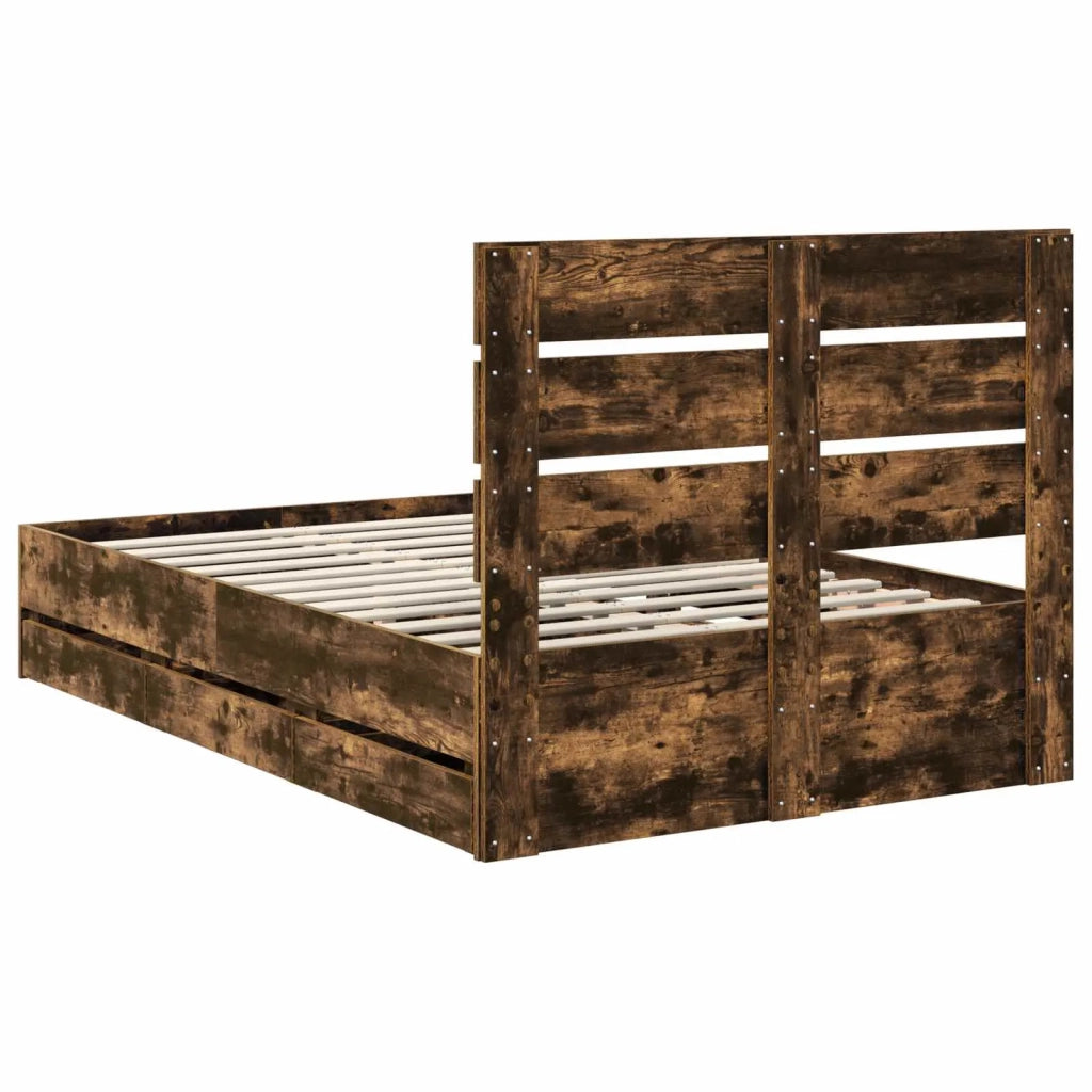 Struttura del letto con cassetto Rovere fumé 135 x 190 cm 3411841