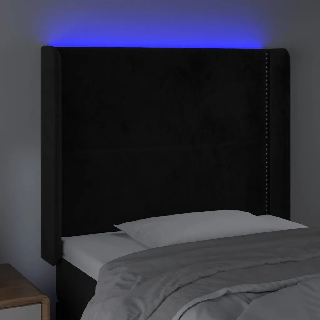 Testiera a LED Nera 103x16x118/128 cm in Velluto 3123952