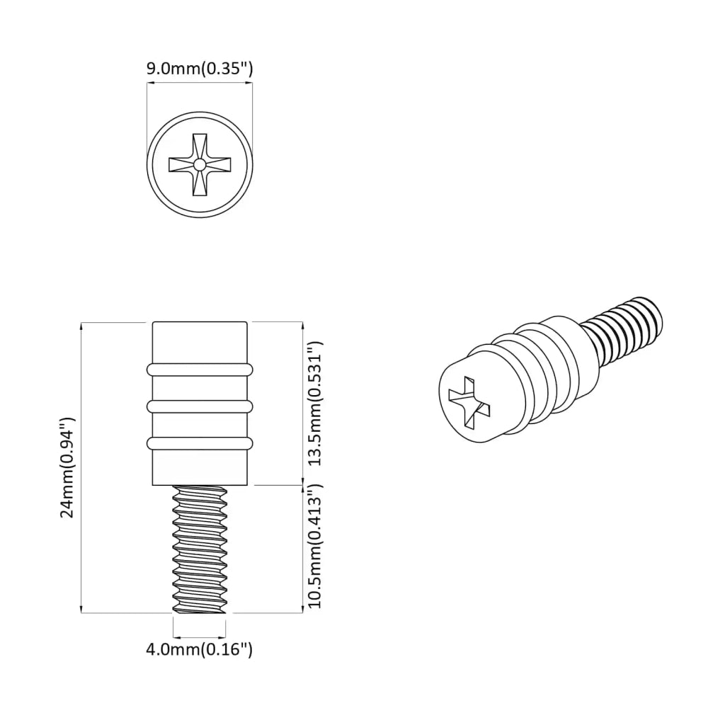 Vite di Standoff 4865 pcs Nero M4 Gomma e Acciaio
