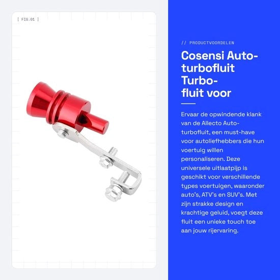 Flauto di scarico universale per auto/ATV/SUV - Lavorazione in lega di alluminio - Peso leggero - Facile da installare - Flauto di scarico