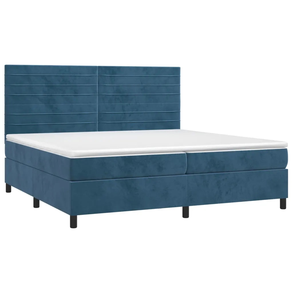 Letto a Molle con Materasso e LED Blu Scuro 200x200 cm 3136207
