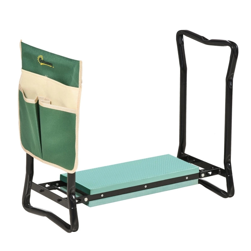 Panca inginocchiata, sgabello da giardino pieghevole, 2 in 1, supporto per ginocchia, con borsa porta attrezzi, schiuma EVA, 58 x 28 x 49 cm